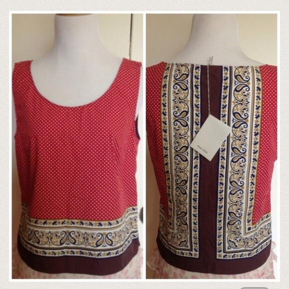 Vintage new Miu Miu 90's Y2K boho cottagecore paisley polka dot boxy crop tank - Picture 8 of 11